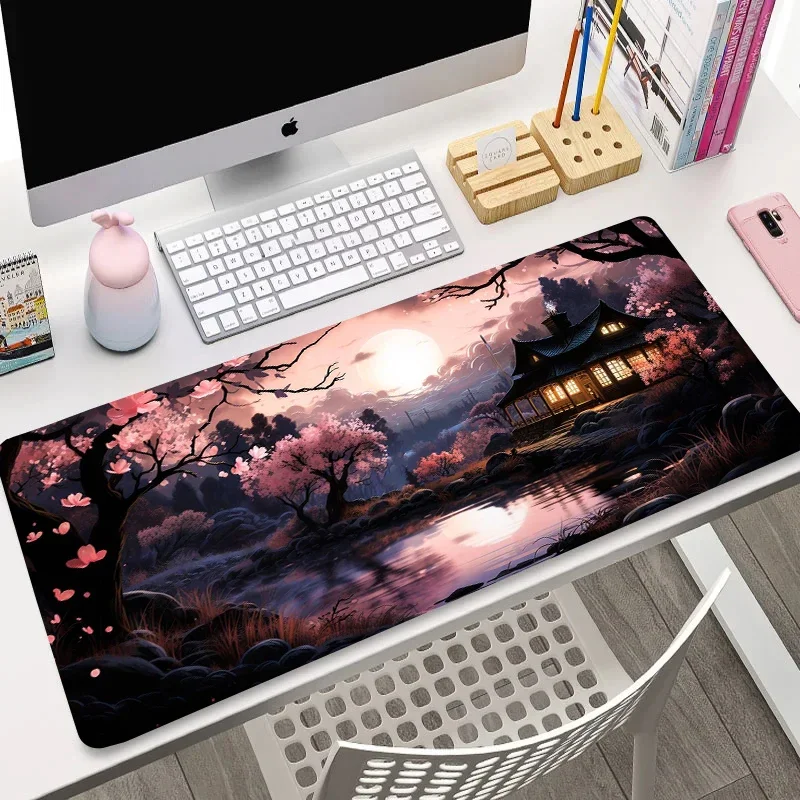 

Xxl Cherry Blossoms Mouse Pad Large Ancient Moonlight Keyboard Mat Anti-slip Computers Accessories Pads Bedrooms Carpet Mats