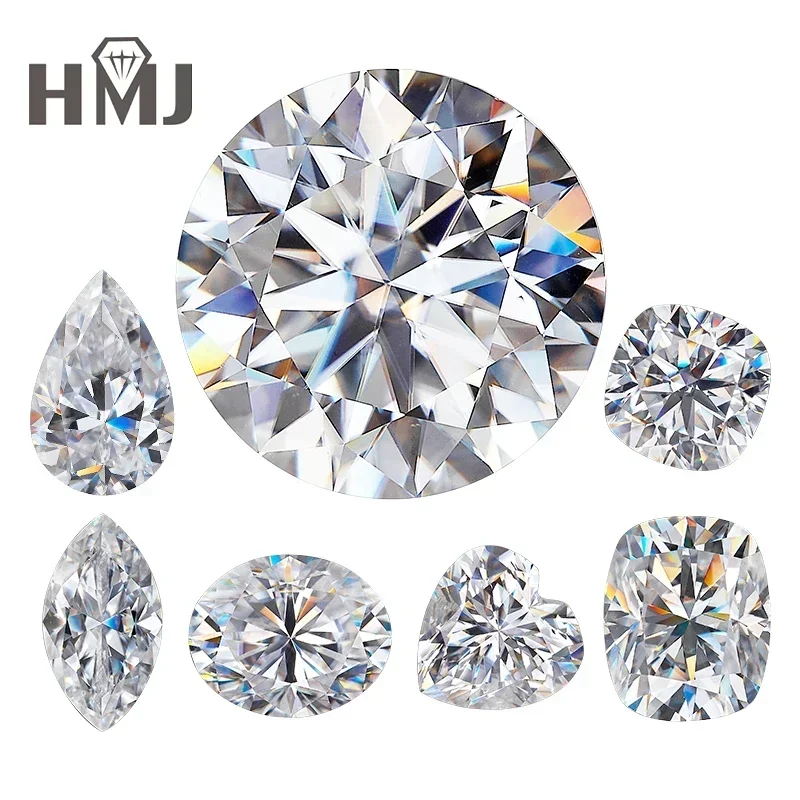 

HMJ 0.3ct-5ct Round Heart Emerald Radiant Pear Oval Princess Cushion Asscher Marquise Cut Moissanite D Color GRA Certificate