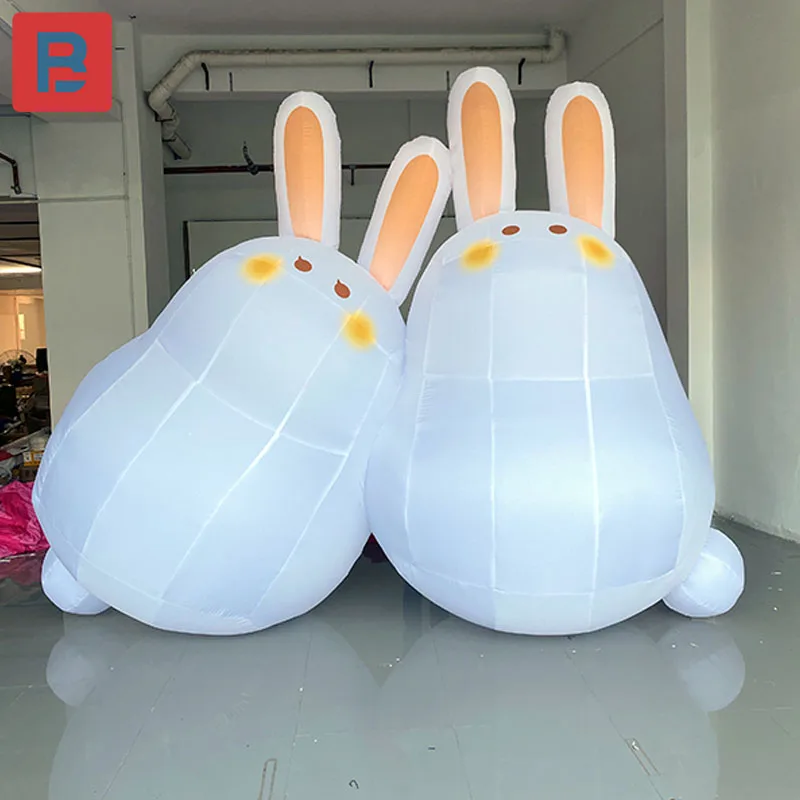 

Inflatable cartoon conjoined Rabbit Model mid-autumn Festival custom Jade Rabbit market area lighting decoration model