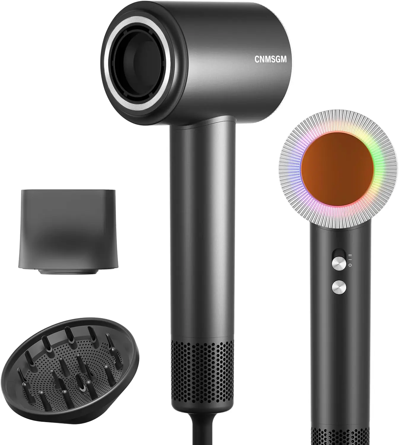 

Профессиональный высокоскоростной фен с 160 000 оборотами в минуту и 2 миллиардами отрицательных ионов для ухода за волосами, черно-серый