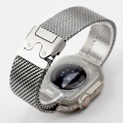 Milanese loop Band for Apple Watch Ultra 2 1 Series 10 9 8 7 316L stainless steel mesh strap for iWatch parachute buckle 45 49mm
