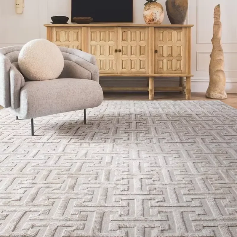 High Quality Wholesale Soft Carpet White or Beige Color Wool Silk Room Mat Carpet for Living Room