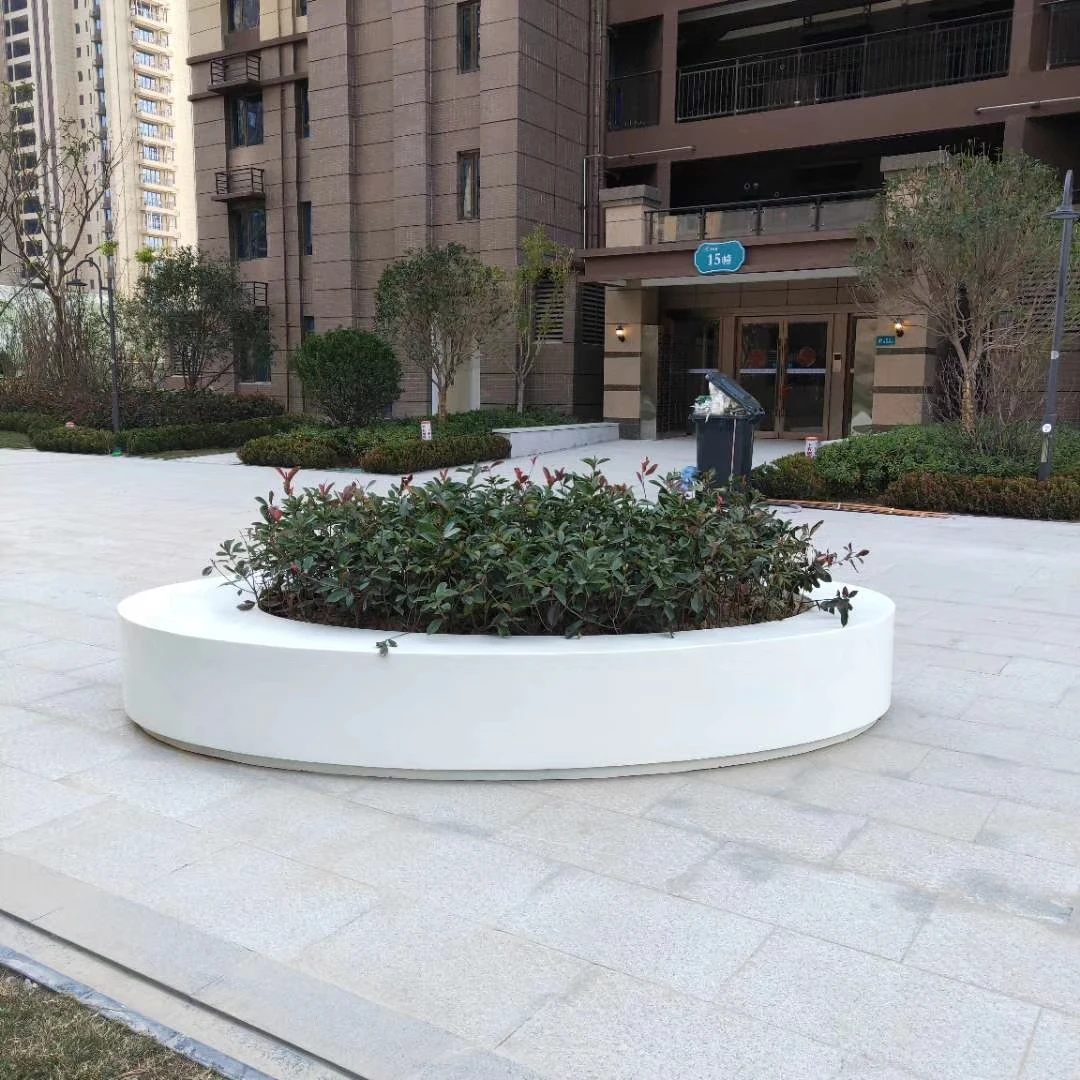 

*Customization Modern Fiberglass Planter Pot Decor Flower Pot FRP Vase PE Coating Flower Pots Planters with Bench