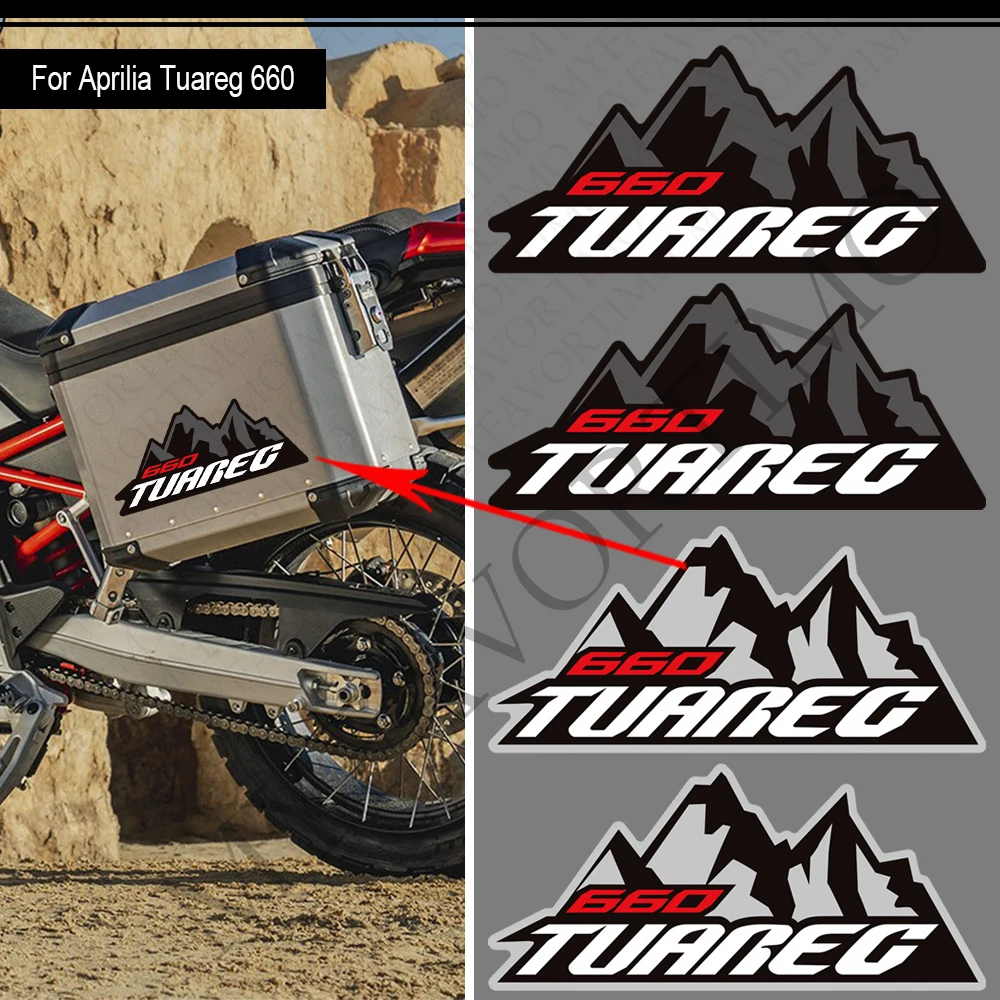 For Tuareg 660 RALLY Motorcycle Adventure Trunk Luggage Cases Panniers Aluminium Top Box Stickers Decals 2022 - 2026