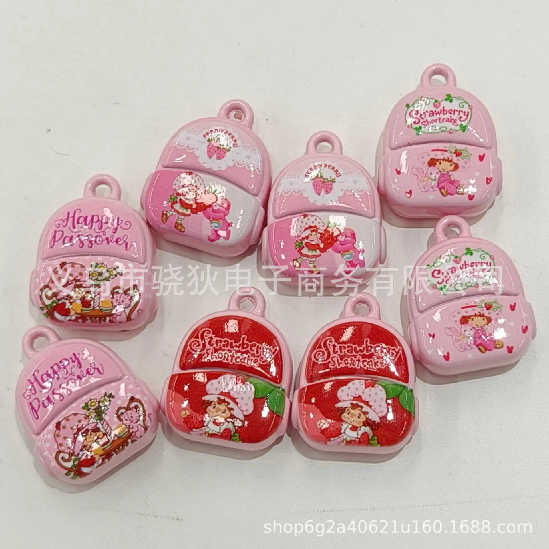 

Hanging hole cartoon baked paint strawberry girl backpack shape handmade bead hanging decoration keychain pendant accessories