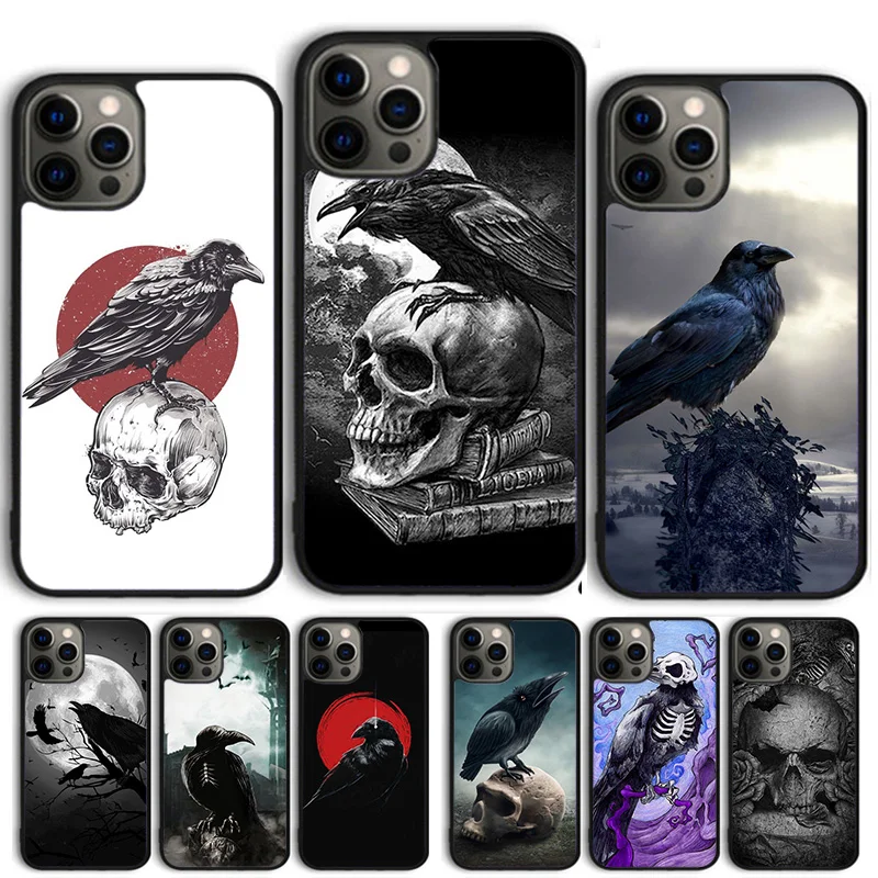 Raven Dark Crow Skull Phone Case for iPhone 16 15 SE2020 6 7 8 Plus for Apple 13 11 12 14 Mini Pro Max Cover coque fundas