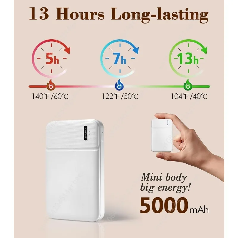 وشاح ساخن للنساء والرجال قابل لإعادة الشحن مع بنك طاقة 5000 مللي أمبير في الساعة، وتسخين لمدة 13 ساعة و3 درجات حرارة للهدايا #4