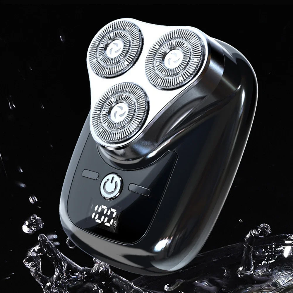 Afeitadora eléctrica de tres hojas con pantalla Digital, recortadora de afeitar masculina con carga USB, Mini maquinilla de afeitar lavable con hoja desmontable
