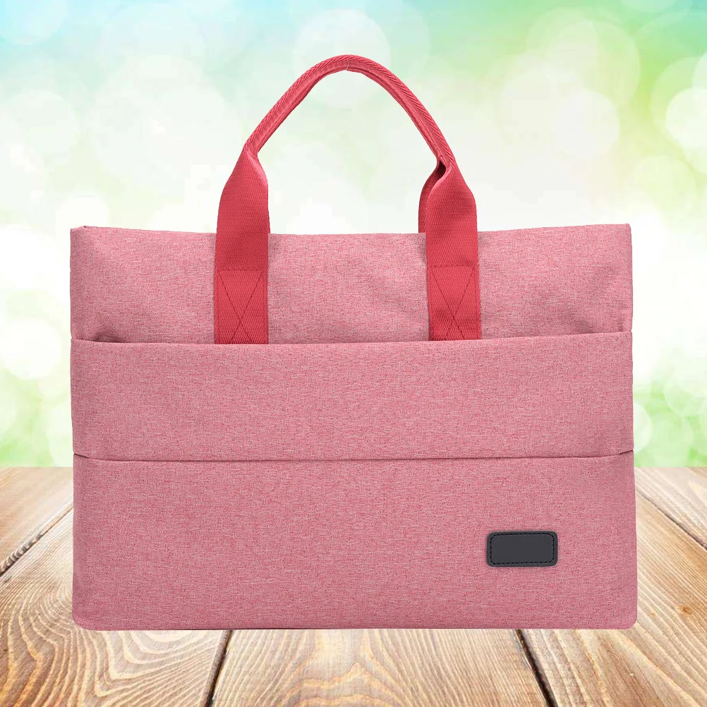 16 بوصة أكسفورد القماش كمبيوتر محمول حقيبة أعمال مقاوم للماء حقيبة مستندات للنساء الوردي مجلد ملفات تخزين حقيبة محمولة ل