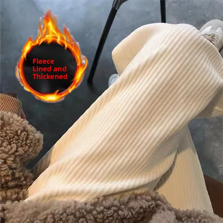 

Бархатные широкие брюки с высокой талией, женские осенне-зимние длинные свободные брюки на подкладке, вельветовые брюки длиной до пола