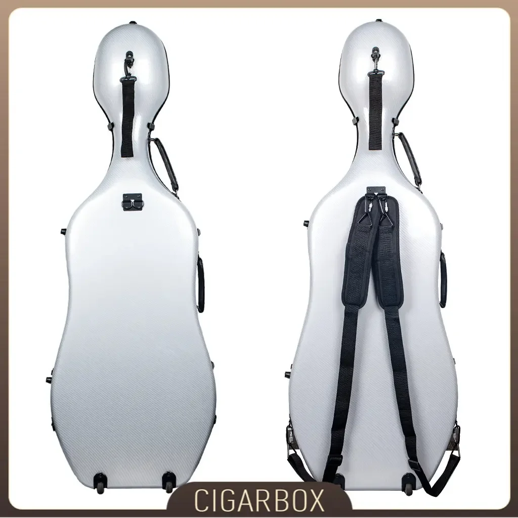 4/4 Cello Case Mixed Carbon Fiber Full Size Hard   Shell Strong Lightweight  Protecting  With Wheels Straps