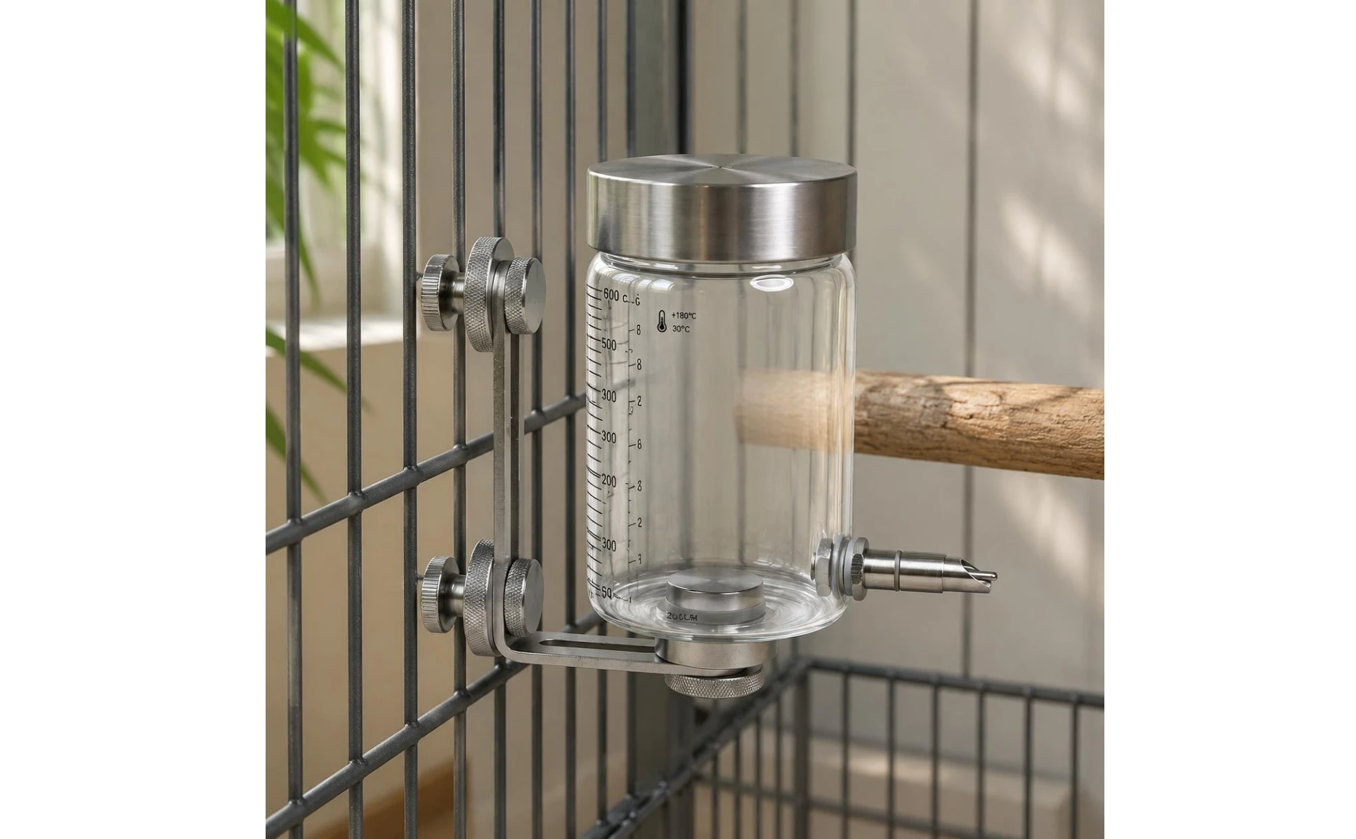 Bird Enclosure Water Feeder Adhesive-Backed Mount Bird Water Bottle Parrot Waterer Stainless Steel Pet Supply Measurement Bird Enclosure Water Feeder Adhesive-Backed Mount Bird Water Bottle Parrot Waterer Stainless Steel Pet Supply Measurement