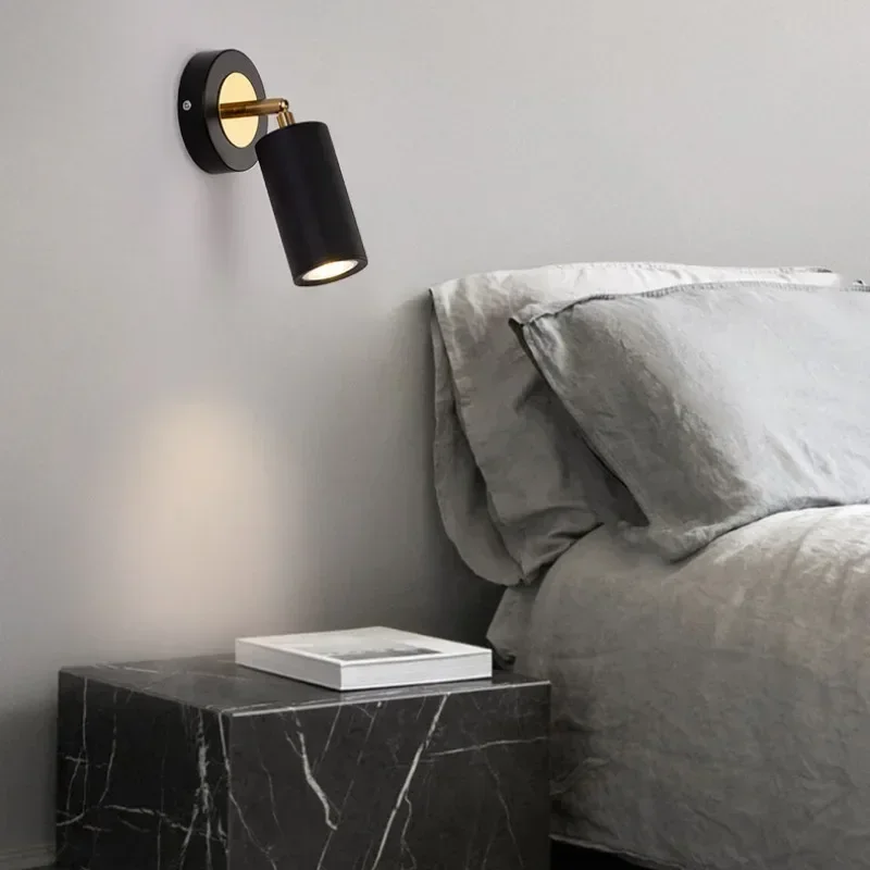 

Bedside Wall Lamp Reading Light Simple Modern Bedroom Small Spotlights Minimalist Creative Rotating Hotel Corridor Wall Lamp