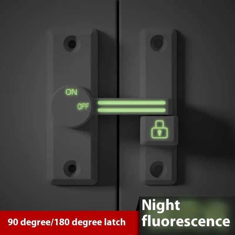 

No-drill Zinc Alloy Latch 90 Degrees Barn Door Lock Glow at Night Guidance Sliding Door Buckle Adjustable Direction Latch Lock