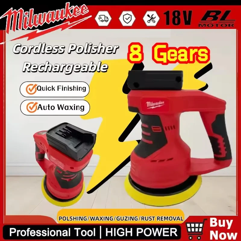 

Milwaukee 8-Speed Cordless Car Polisher Brushless Electric 18V Battery Power Tools for Waxing Sanding Sealing