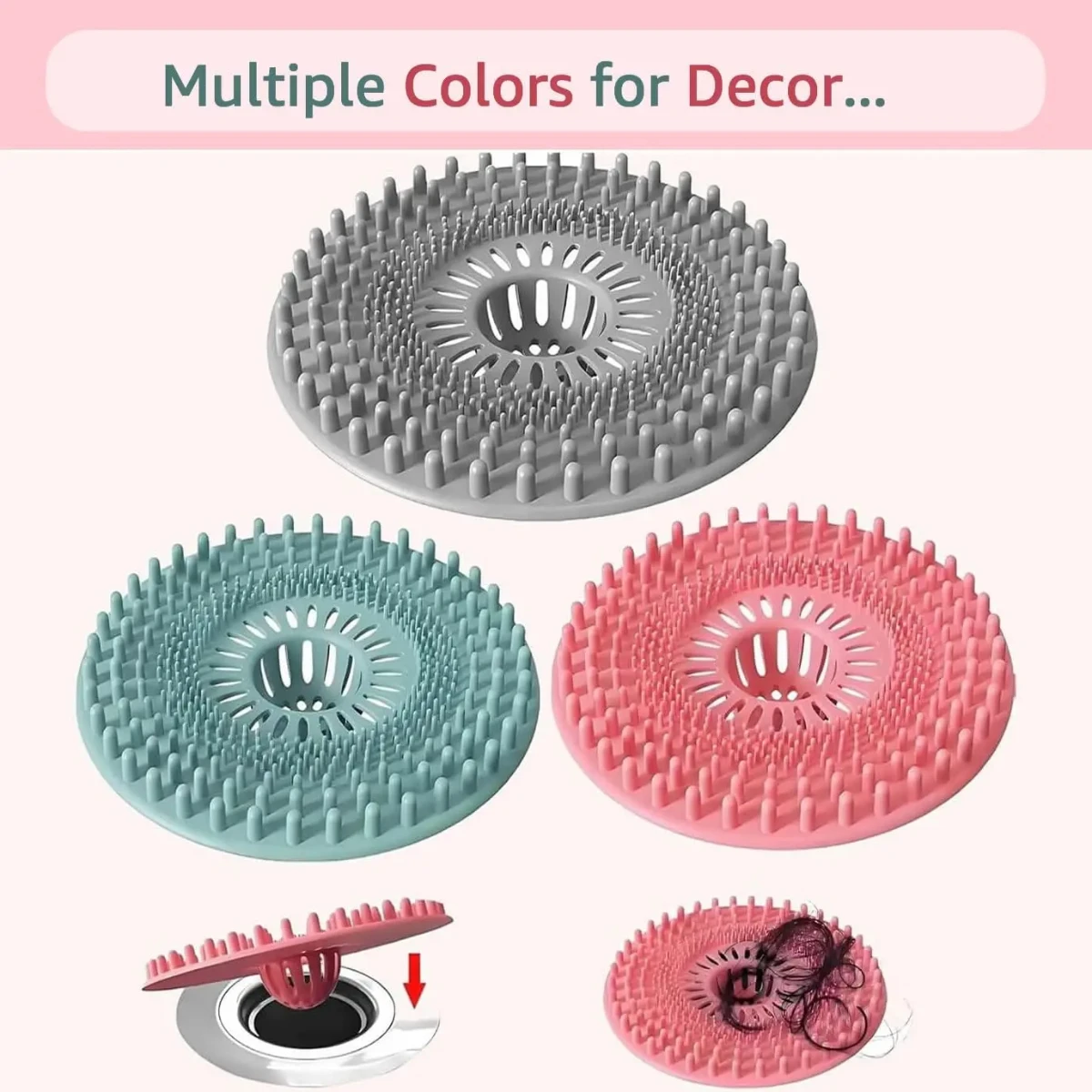 1pc Hair Catcher Shower Drain Covers Protector, Silicone Bathtub Hair Stopper, Drain Mat, Shower & Tub Drain Protector, Easy To Install And Clean Suit For Bathroom Tub Shower And Sink Home Bathroom Decor Fall Decor Back To School