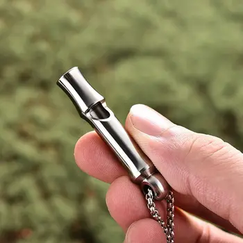 Sifflet à Tube unique en alliage de titane 120dB, équipement de survie en plein air, sifflet EDC multifonctionnel Portable pour Camping