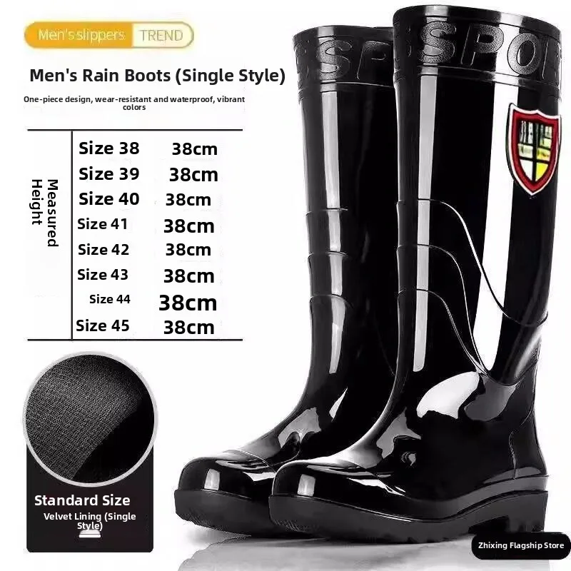 

Waterproof Non-slip Comfortable Men's High-Tube Rain Boots Wear-Resistant Car Wash Water Boots Elastic Sole Acid-Base Resistant
