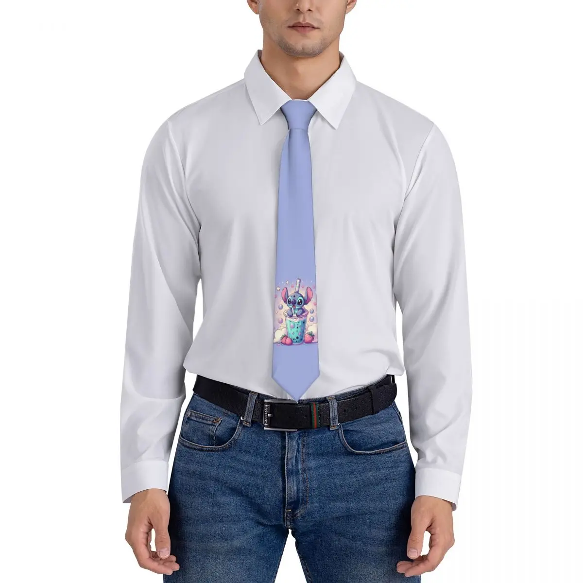 Custom Stitch Cartoon Anime Neck Ties Mens Mens Silk Tie For Father's Day