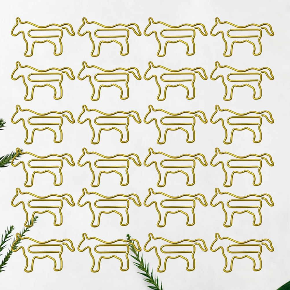 

100Pcs Golden Horse Paper Clips Creative Metal Clips Strong Clamps for Office School Home Paper Holding Bookmarks