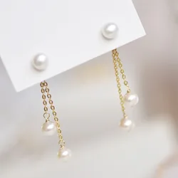 2 in 1 Pearl Tassel Earrings for Women Short Long Hanging Earrings Imitation Pearl Pendants Temperamental Dangle Earrings