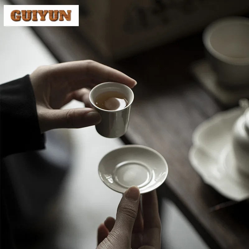 20ml Plant Ash Master Cup Set Zen Ceramic Tea-calix Small Tasting Mug With Coaster Luxury Tea Cup Cafes Gift Kung Fu Teaware