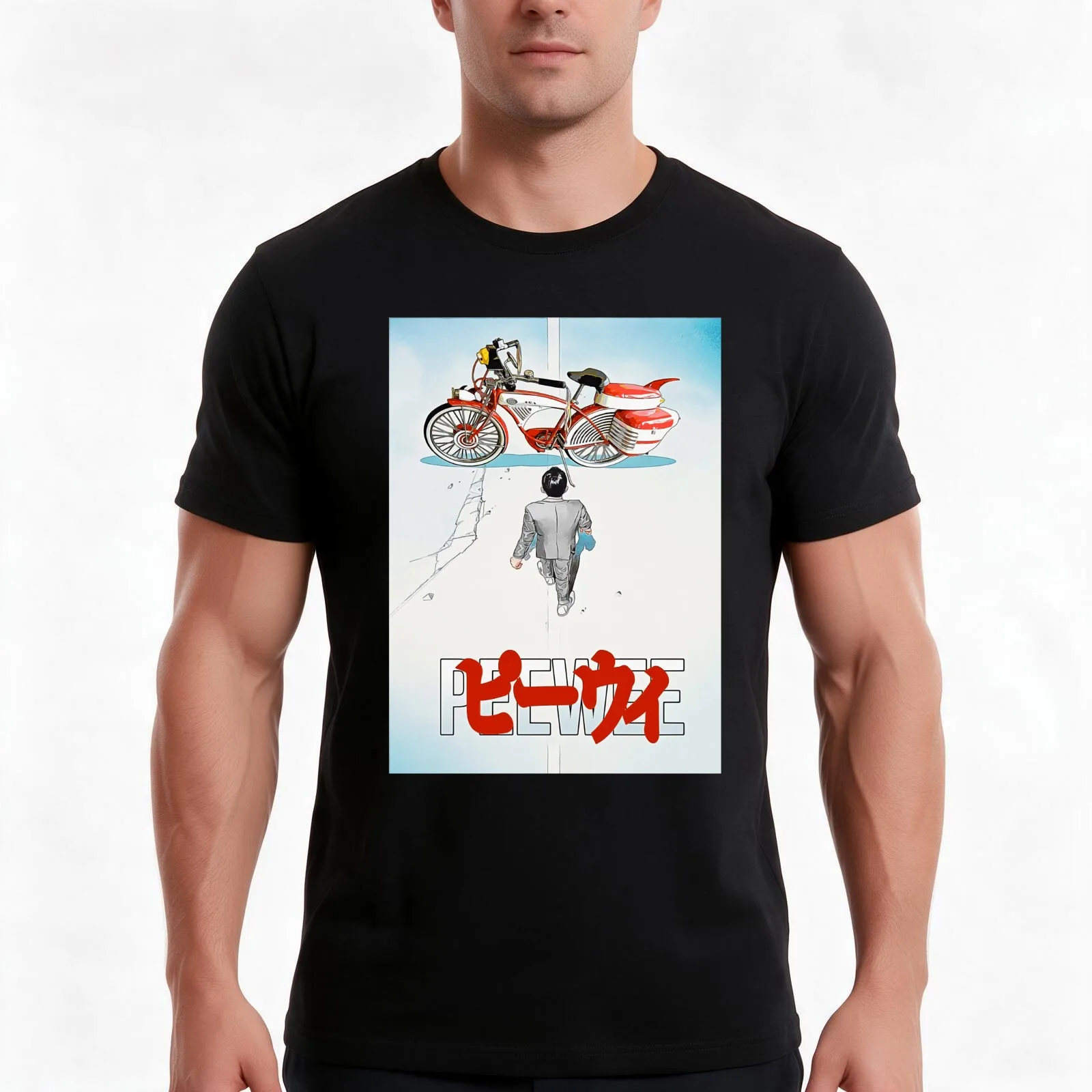 Akira Style Peewee Classic T-Shirt Summer Casual Cotton Tee, Unisex Men Women
