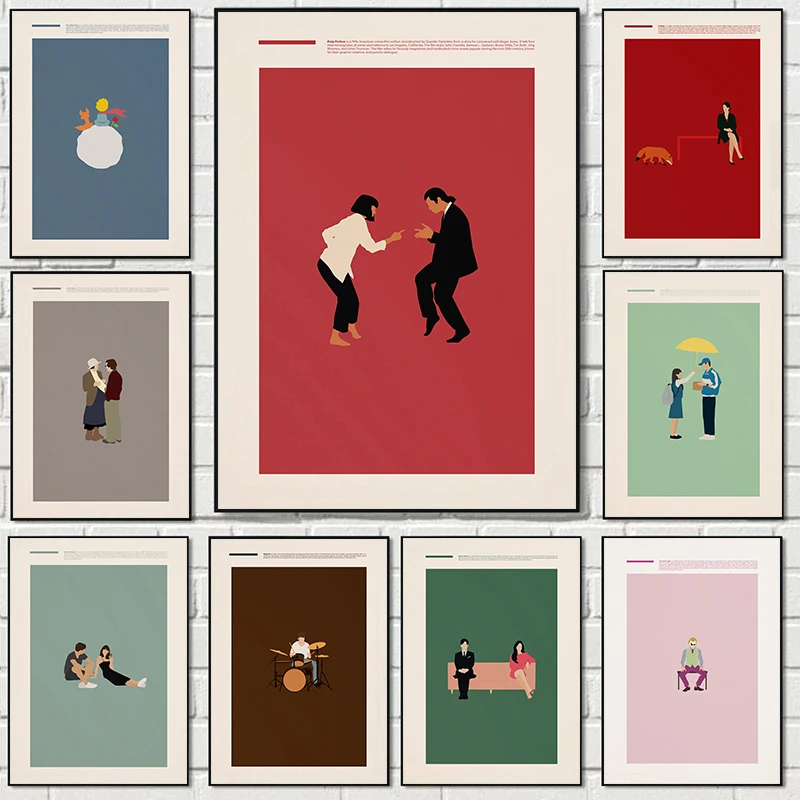 Modern Nordic Minimalist Film Series Pulp Fiction Classic Movie Poster Canvas Paintings Wall Art Pictures Home Decor
