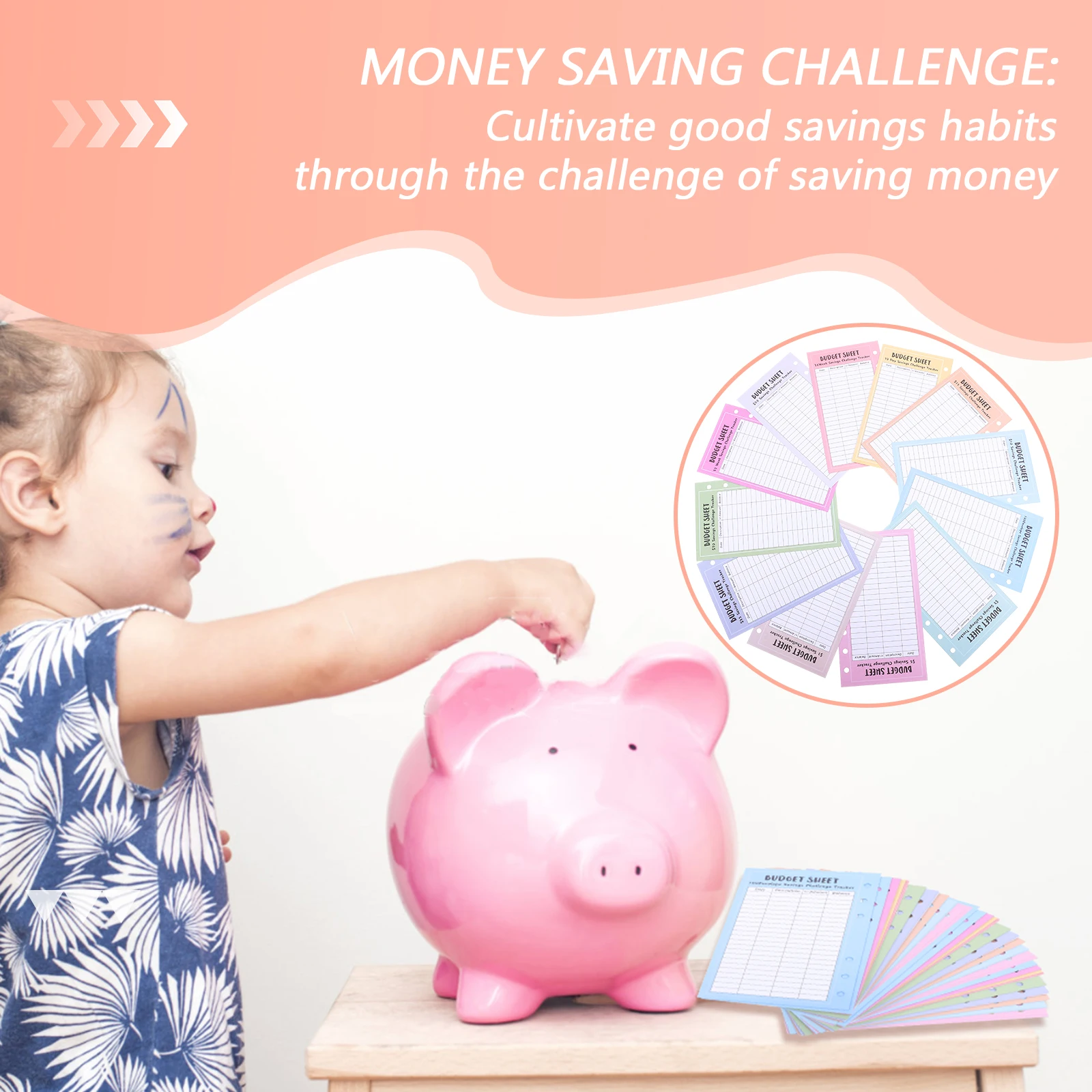 

48 Sheets A6 Binder Cash Sheets 6 Rings Savings Goal Trackers Practical Versatile Design Long Lasting Use Durability