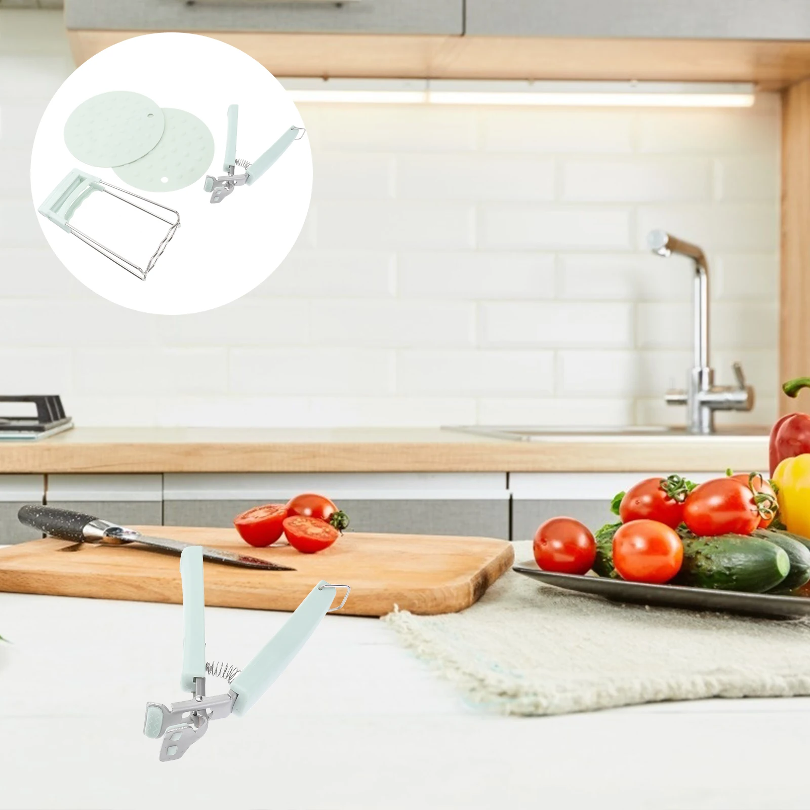 

1 set 1 Set Stainless Steel Bowl Clip Set Heatproof Plate Clamp Non-Slip Bowl Gripper Kitchen Tool With Insulated Mat For Home