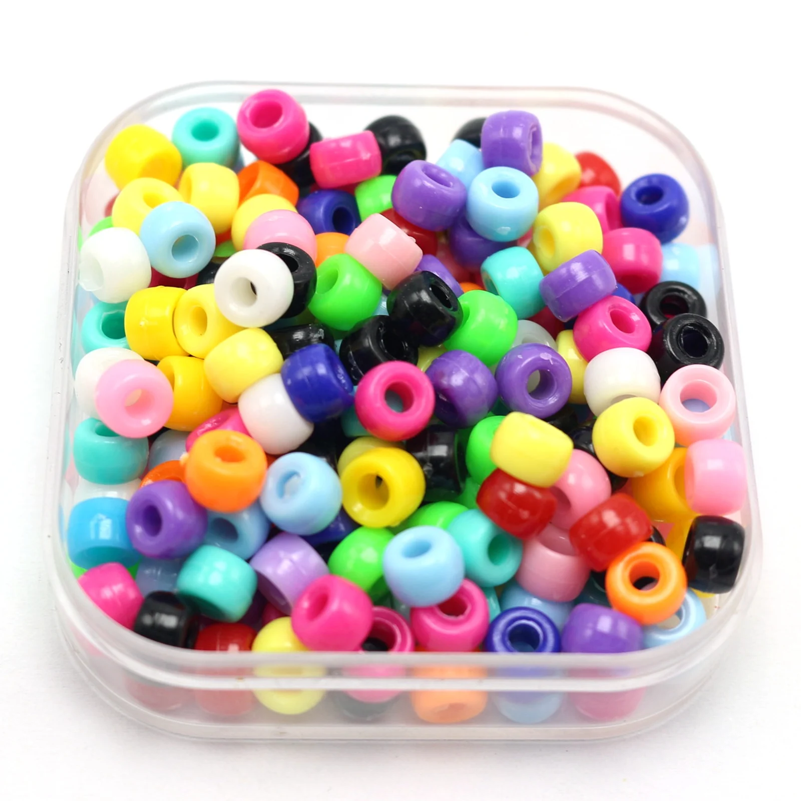 

1000 Mixed Color Acrylic Tiny Barrel Beads 6X4mm for Kids Kandi Craft