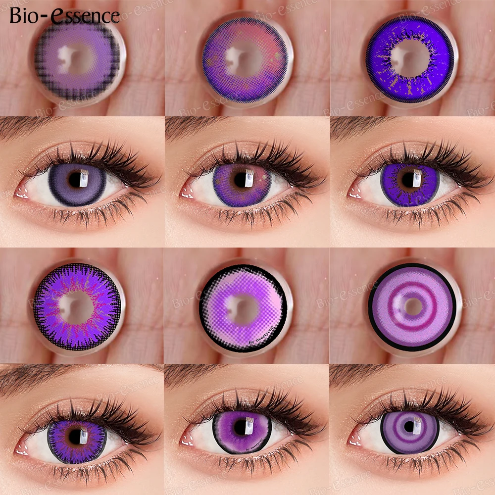 Bio-essence 1 Pair Halloween Cosplay Lenses Colored Contact Lenses for Eyes Anime Accessories Anime Lenses Violet Cosplay Lenses