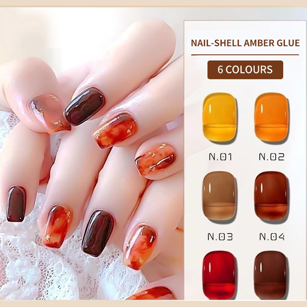 5g/Jar Melard Color Nail Art Glue Amber Effect Painting Gel Nail Polish Semi Permanent Glue For Nail Art Design Manicure Charms