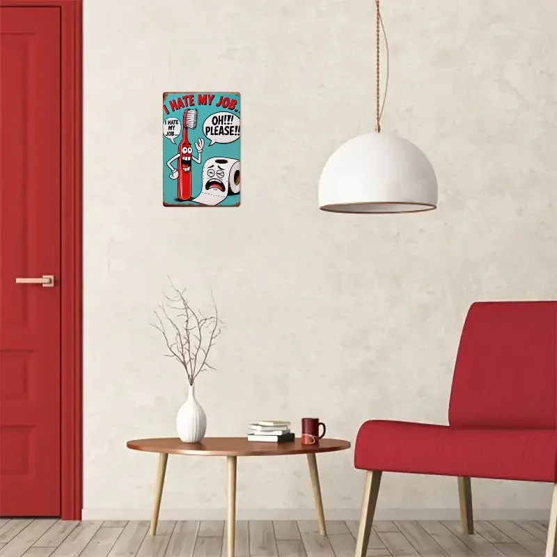 قطعة واحدة من لافتة القصدير المسطحة ثنائية الأبعاد "أنا أكره وظيفتي" - ديكور حمام مضحك مقاس 12 × 8 بوصة، هدية مثالية للمكتب والمقهى والمزيد، مسطح 2D #5