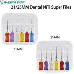 Arquivos dentários super rotativos para dentista, forma do canal radicular, ferramentas de acabamento, uso manual NiTi, dobrável, 19mm, 25mm, 6pcs por caixa