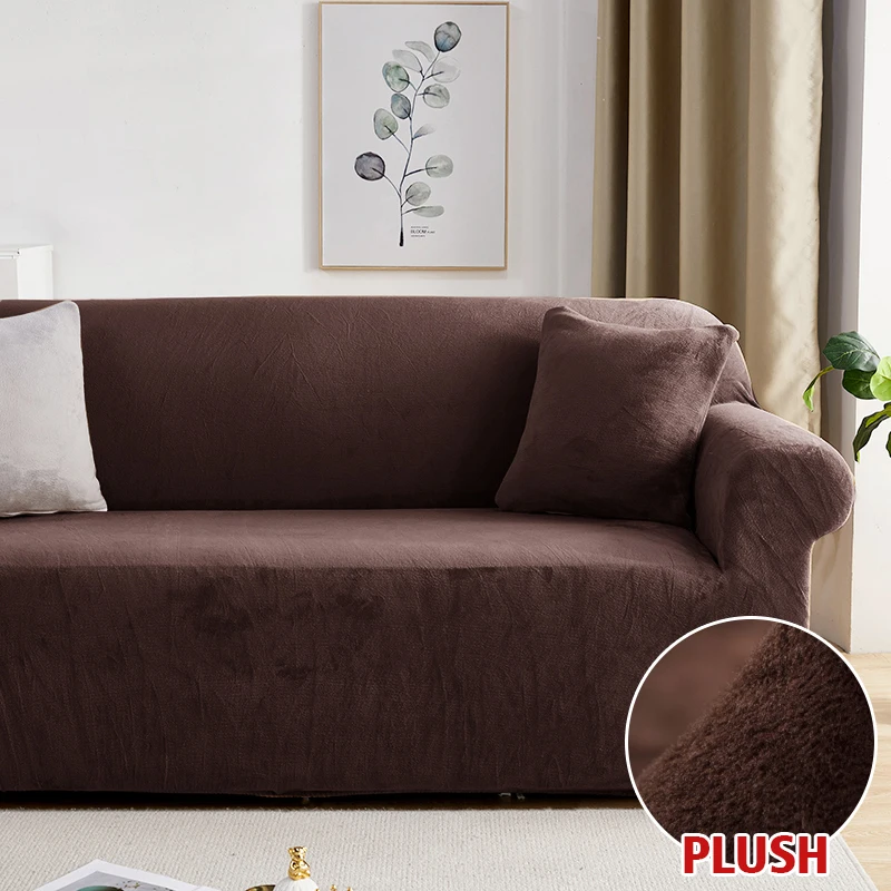 Plush Fabric Sofa Covers for Living Room 1/2/3/4 Seats Elastic Stretch Couch Cover L Shaped Sofa Slipcover Furniture Protector
