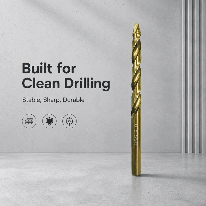 Single 8mm Cobalt HSS Drill Bit Self-Centering Sharp Tip Spiral Flute Precision Bit for Workshop Household Drilling Work