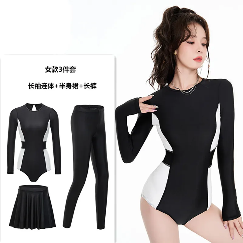 2023 Newest Women Sports Beach Wear 3 Pieces Long Sleeves Long Pants Surfing Suit Summer Padded Rashguards Maillot De Bain