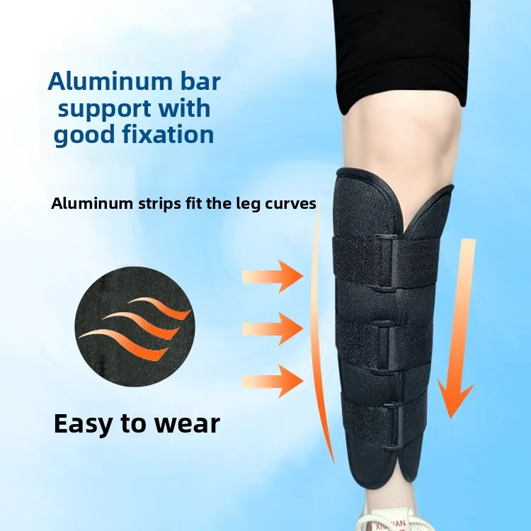Medical Leg Immobilizer - Tibia/Fibula Support with Metal Splint, Post-Injury Rehabilitation & Protection