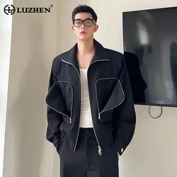 LUZHEN Zipper Splicing Design Stylish Solid Color Jackets Coats Original Trendy Personality Street Casual Men's Clothing LZ2234