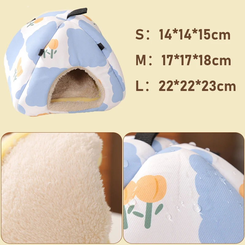 Cute Hamster Nest Strawberry Pattern Warm Soft Bed Small Animal House Cage Sleeping Bed Pet Plush Mat for Squirrel Guinea Pigs