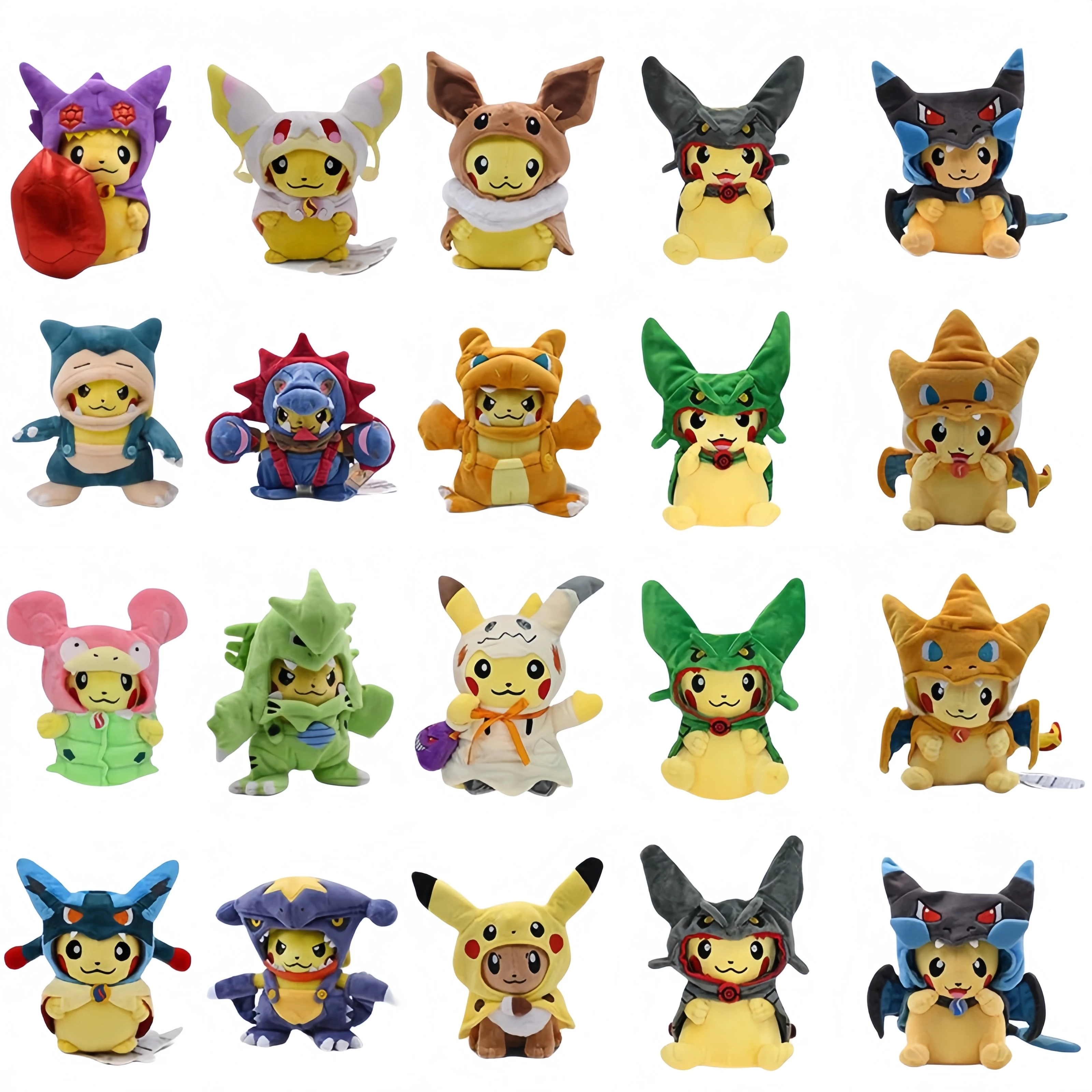 Pokemon Pikachu Cosplay Toy Charizard Snorlax Garchomp Tyranitar Hydreigon Anime Eevee Lapras Stuffed Plush Morpeko Peluche Doll