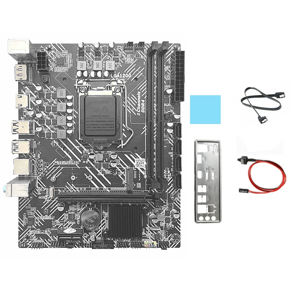 H510 Motherboard+SATA Cable+Baffle+Thermal Pad LGA1200 DDR4 Gigabit LAN PCIE 16X for I3 I5 I7 10/11Th Series