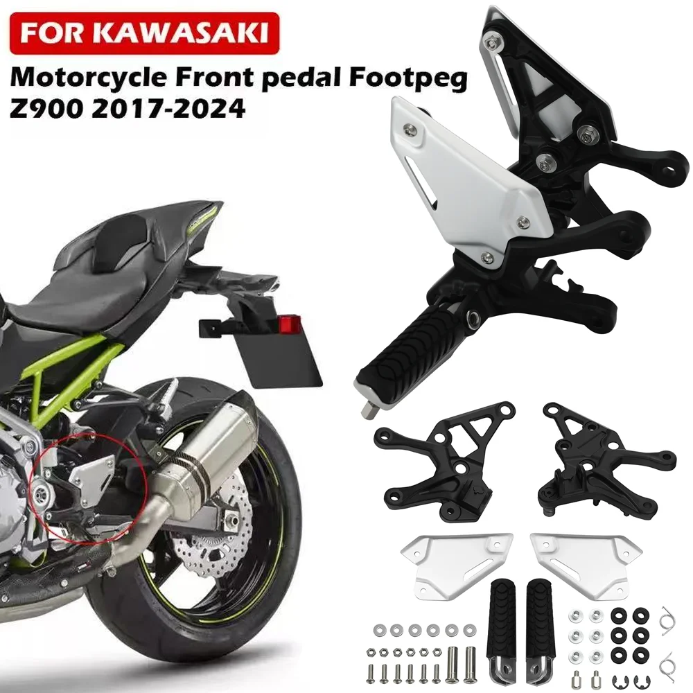 

For Kawasaki Z900 Z 900 ABS 2017-2024 Motorcycle Front Driver Foot Pegs Pedals Bracket CNC Aluminum