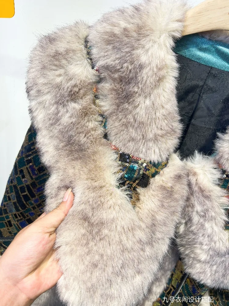 2025 New Fashion Heavy Sequin European Mink Fur Women's Design Loose Warm Versatile Winter Coat Faux Fur Coat Women