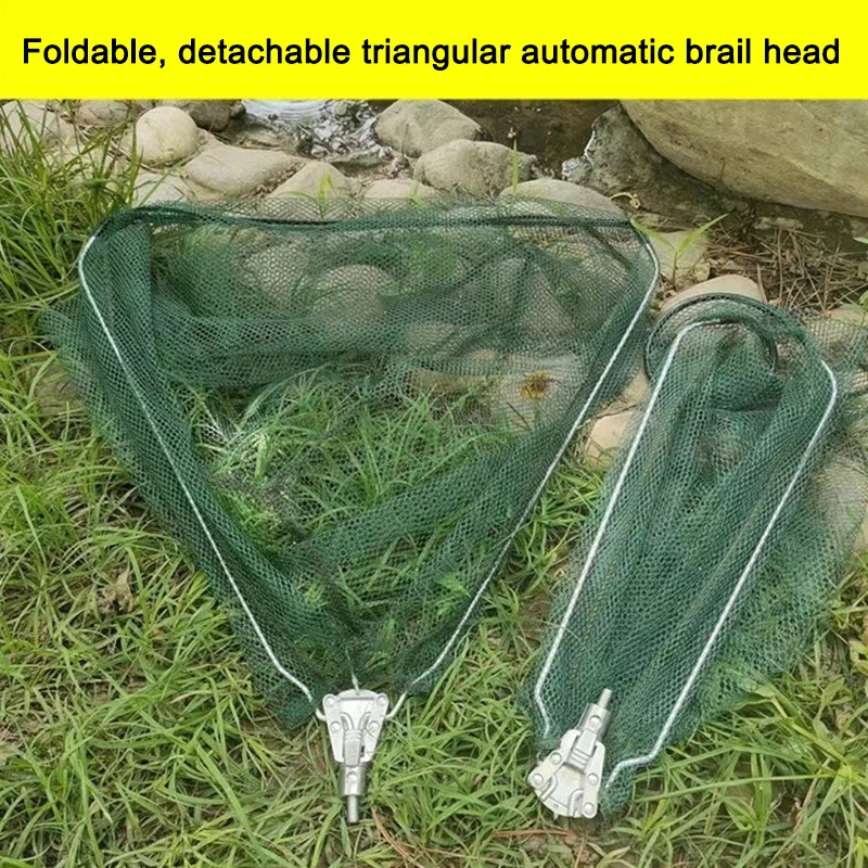 Folding Detachable Solid Triangle Plunge Net Head Stainless Steel One Piece Plunge Net Pole