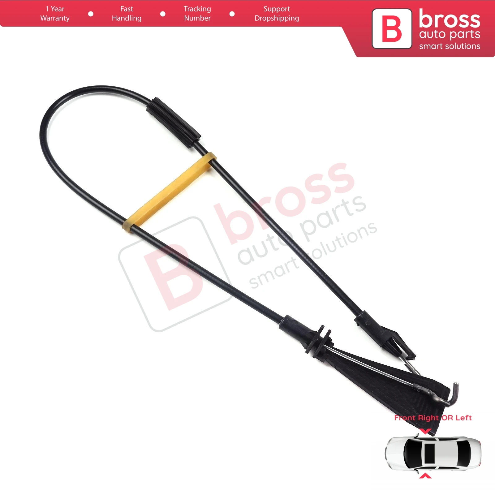 Bross BDP635 Inner Door Lock Latch Bowden Cable Front Right or Left 13186768 for Opel Corsa D 5-Door. Cable Lenght: 635 mm