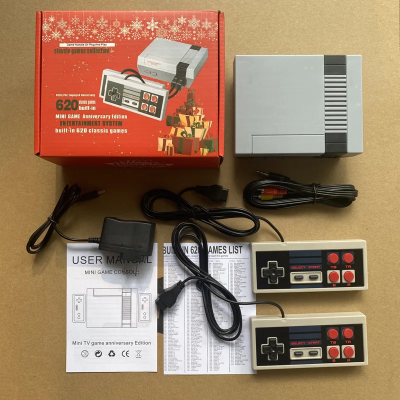 تلفاز صغير لعبة فيديو وحدة تحكم للأطفال ، مدمج 620 ألعاب ريترو كلاسيكية ، 2 لاعبين ، يدعم خرج AV ، محمول باليد ، هدية ، 8 بت ، NES