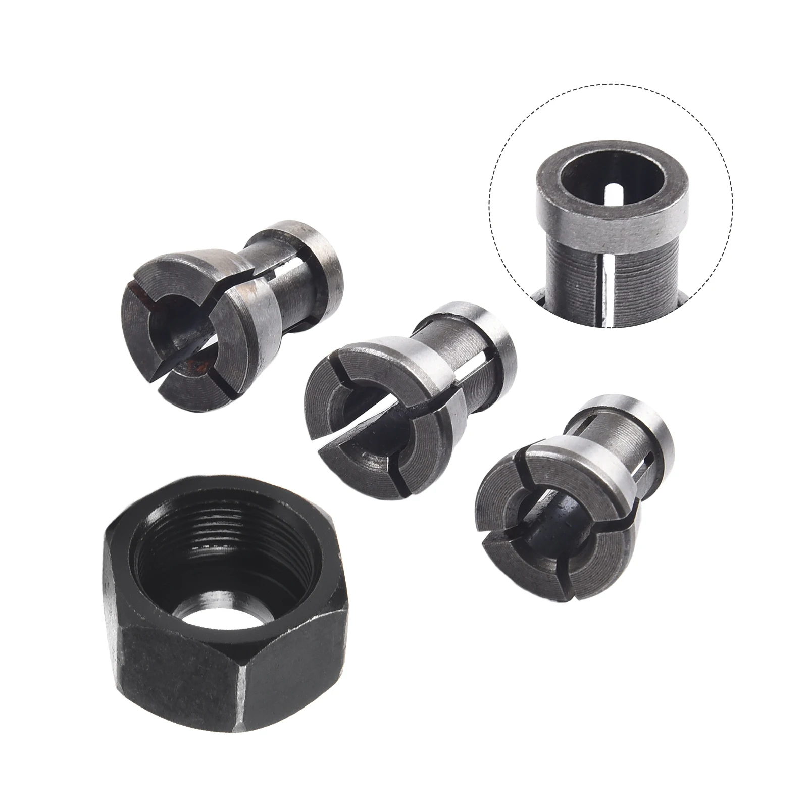 6/6.35/8mm Collet Chuck Adapter With Nut M17 Woodworking Milling Cutter Router Bit Adapter For Chuck Conversion Trimming Engrave