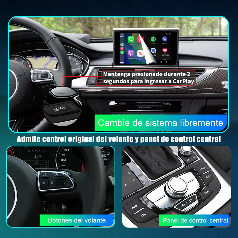 Apple CarPlay sem fio para Audi, Android Auto Interface, Link Mirror, AirPlay, funções de navegação, A6, A7, S6, S7, 2010-2018